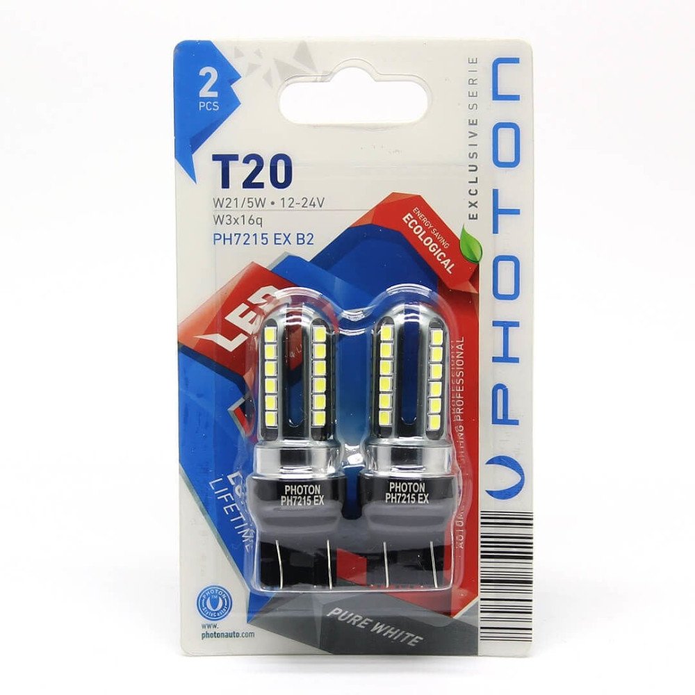 Photon T20 W21-5W White T20 Dual Circuit LED Blister